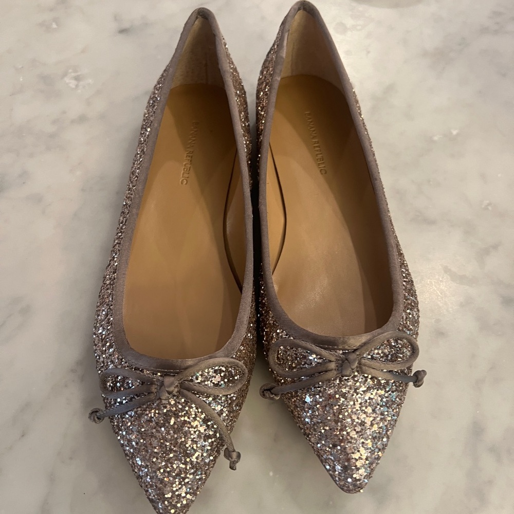 Banana Republic Robin Sparkling Glitter Pointed Toe Ballet Shoes Sz 8.5 NWT